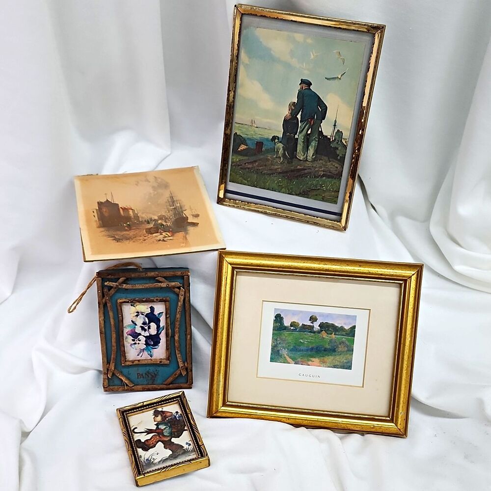 Small Art Print Vintage Antique Mixed Lot Gaugin Hummel Creswick Rockwell